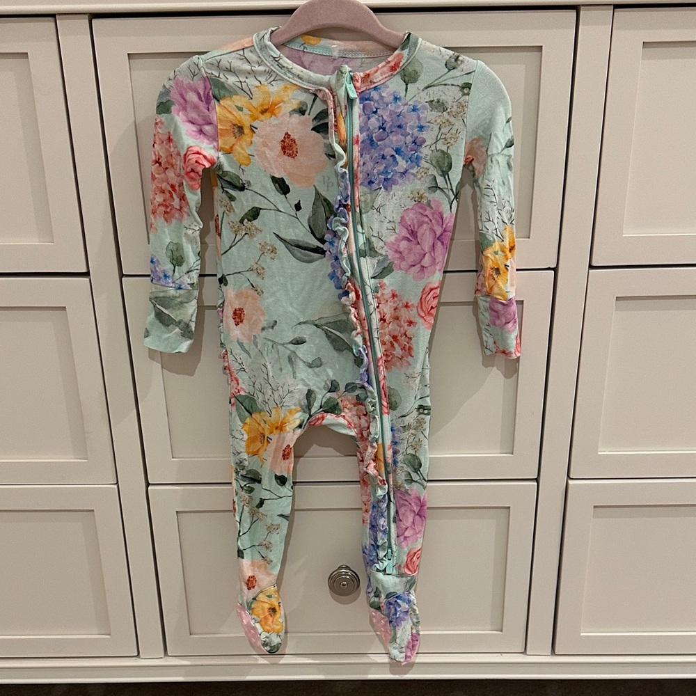 Posh Peanut Floral Footie in Pastel Hues